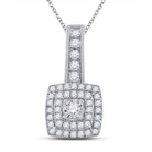 Captivating Brilliance: 10kt White Gold Womens Round Diamond Square Pendant 1/3 Cttw - Splendid Jewellery