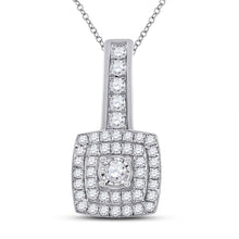 Load image into Gallery viewer, Captivating Brilliance: 10kt White Gold Womens Round Diamond Square Pendant 1/3 Cttw - Splendid Jewellery