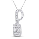 Captivating Brilliance: 10kt White Gold Womens Round Diamond Square Pendant 1/3 Cttw - Splendid Jewellery
