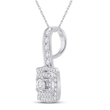 Load image into Gallery viewer, Captivating Brilliance: 10kt White Gold Womens Round Diamond Square Pendant 1/3 Cttw - Splendid Jewellery