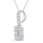 Captivating Brilliance: 10kt White Gold Womens Round Diamond Square Pendant 1/3 Cttw - Splendid Jewellery
