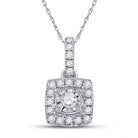 Captivating Brilliance: 10kt White Gold Womens Round Diamond Square Pendant - Splendid Jewellery