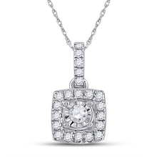 Load image into Gallery viewer, Captivating Brilliance: 10kt White Gold Womens Round Diamond Square Pendant - Splendid Jewellery