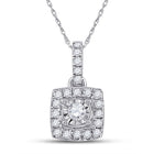 Captivating Brilliance: 10kt White Gold Womens Round Diamond Square Pendant - Splendid Jewellery