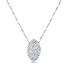 Load image into Gallery viewer, Captivating Brilliance: 10kt White Gold Womens Round Diamond Vertical Oval Necklace 1/5 Cttw - Splendid Jewellery