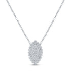 Captivating Brilliance: 10kt White Gold Womens Round Diamond Vertical Oval Necklace 1/5 Cttw - Splendid Jewellery