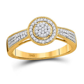 Captivating Brilliance: 10kt Yellow Gold Diamond Circle Cluster Ring - Splendid Jewellery