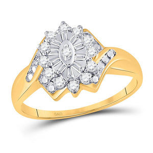 Captivating Brilliance: 10kt Yellow Gold Diamond Cluster Ring 1/4 Cttw - Splendid Jewellery