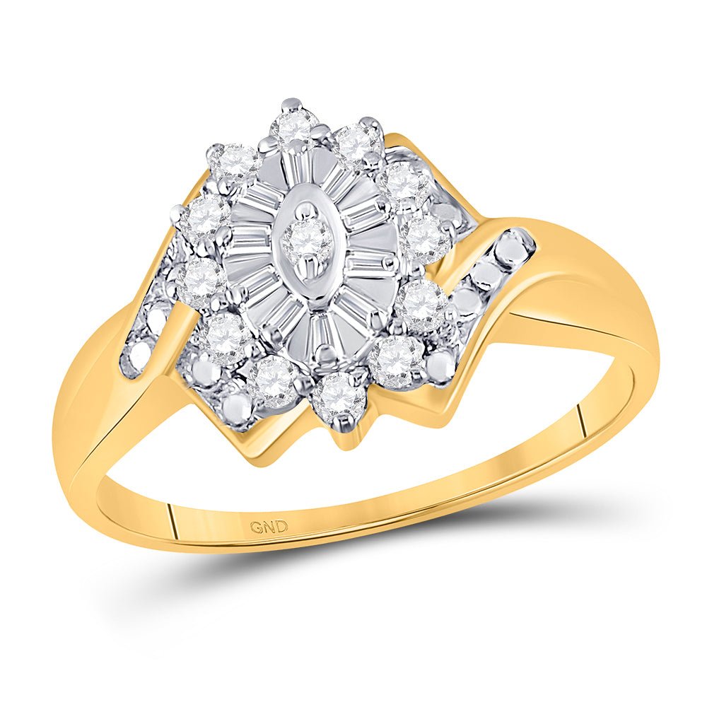 Captivating Brilliance: 10kt Yellow Gold Diamond Cluster Ring 1/4 Cttw - Splendid Jewellery