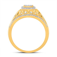 Load image into Gallery viewer, Captivating Brilliance: 10kt Yellow Gold Diamond Cluster Ring - Side View