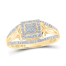 Load image into Gallery viewer, Captivating Brilliance: 10kt Yellow Gold Diamond Cluster Ring - Top View
