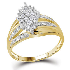 Captivating Brilliance: 10kt Yellow Gold Diamond Cluster Ring - Top View