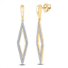 Captivating Brilliance: 10kt Yellow Gold Diamond Oblong Dangle Earrings - Splendid Jewellery