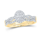Captivating Brilliance: 10kt Yellow Gold Diamond Oval Cluster Bridal Wedding Ring Band Set - Splendid Jewellery