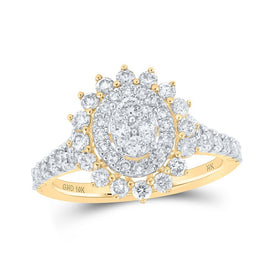 Captivating Brilliance: 10kt Yellow Gold Diamond Oval Cluster Ring - Splendid Jewellery