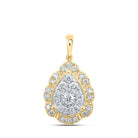 Captivating Brilliance: 10kt Yellow Gold Diamond Teardrop Pendant - Splendid Jewellery
