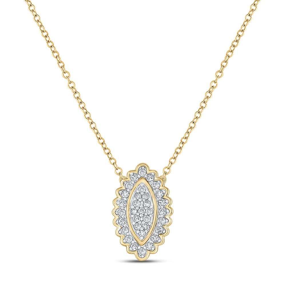 Captivating Brilliance: 10kt Yellow Gold Diamond Vertical Oval Necklace - Splendid Jewellery