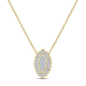 Captivating Brilliance: 10kt Yellow Gold Diamond Vertical Oval Necklace - Splendid Jewellery