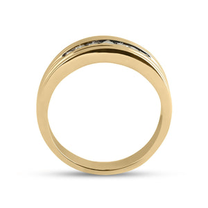 Captivating Brilliance: 10kt Yellow Gold Men's Round Diamond Wedding Single Row Band Ring 1/4 Cttw - Splendid Jewellery