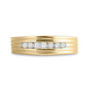 Captivating Brilliance: 10kt Yellow Gold Men's Round Diamond Wedding Single Row Band Ring 1/4 Cttw - Splendid Jewellery