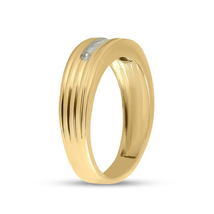 Captivating Brilliance: 10kt Yellow Gold Men's Round Diamond Wedding Single Row Band Ring 1/4 Cttw - Splendid Jewellery