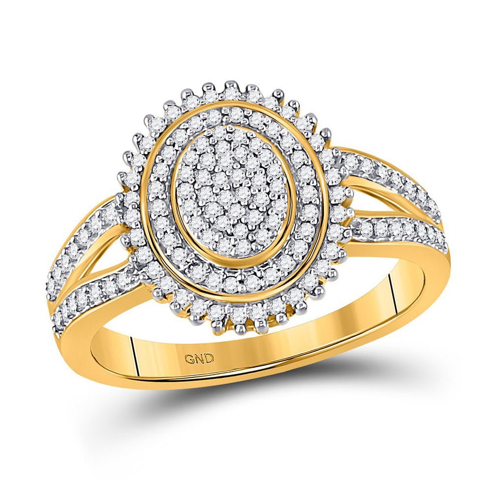 Captivating Brilliance: 10kt Yellow Gold Oval Cluster Diamond Ring - Splendid Jewellery