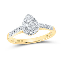 Load image into Gallery viewer, Captivating Brilliance: 10kt Yellow Gold Pear Diamond Halo Bridal Wedding Engagement Ring 1/2 Cttw - Splendid Jewellery