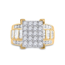 Load image into Gallery viewer, Captivating Brilliance: 10kt Yellow Gold Round Diamond Cluster Bridal Wedding Engagement Ring 2 Cttw product Top View from Splendid Jewellery