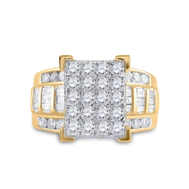 Captivating Brilliance: 10kt Yellow Gold Round Diamond Cluster Bridal Wedding Engagement Ring 2 Cttw product Top View from Splendid Jewellery