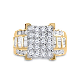 Captivating Brilliance: 10kt Yellow Gold Round Diamond Cluster Bridal Wedding Engagement Ring 2 Cttw - Splendid Jewellery