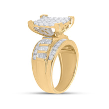 Load image into Gallery viewer, Captivating Brilliance: 10kt Yellow Gold Round Diamond Cluster Bridal Wedding Engagement Ring 2 Cttw product Side View from Splendid Jewellery