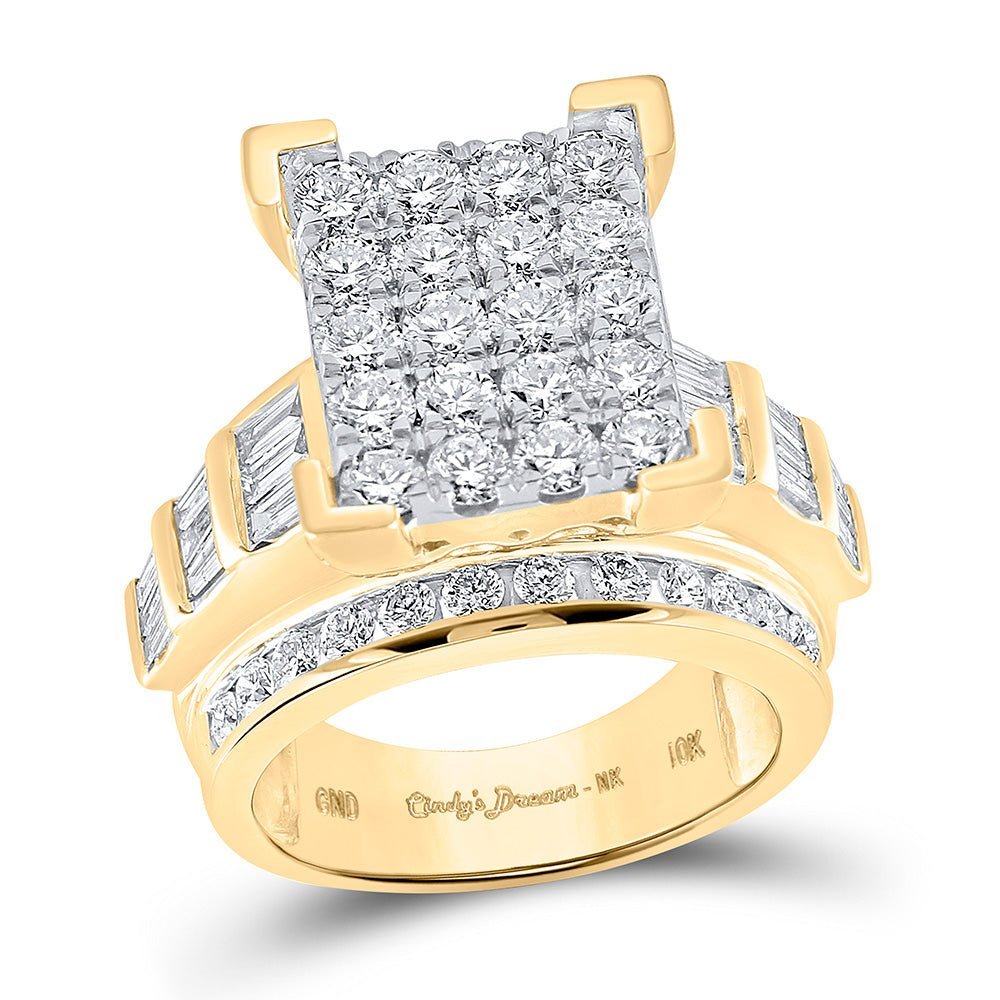 Captivating Brilliance: 10kt Yellow Gold Round Diamond Cluster Bridal Wedding Engagement Ring 3 Cttw - Splendid Jewellery