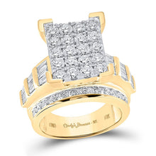Load image into Gallery viewer, Captivating Brilliance: 10kt Yellow Gold Round Diamond Cluster Bridal Wedding Engagement Ring 3 Cttw - Splendid Jewellery