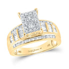 Captivating Brilliance: 10kt Yellow Gold Round Diamond Cluster Bridal Wedding Engagement Ring 7/8 Cttw - Splendid Jewellery