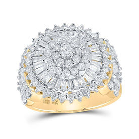 Captivating Brilliance: 10kt Yellow Gold Womens Round Diamond Circle Cluster Ring 2 Cttw - Splendid Jewellery