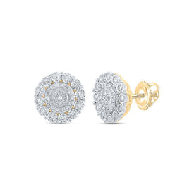 Captivating Brilliance: 10kt Yellow Gold Womens Round Diamond Circle Earrings 1/3 Cttw - Splendid Jewellery