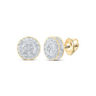 Captivating Brilliance: 10kt Yellow Gold Womens Round Diamond Cluster Earrings 1/4 Cttw - Splendid Jewellery