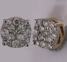 Load image into Gallery viewer, Captivating Brilliance: 10kt Yellow Gold Womens Round Diamond Cluster Earrings 1/4 Cttw product Side View from Splendid Jewellery