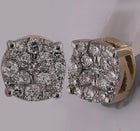 Captivating Brilliance: 10kt Yellow Gold Womens Round Diamond Cluster Earrings 1/4 Cttw product Side View from Splendid Jewellery