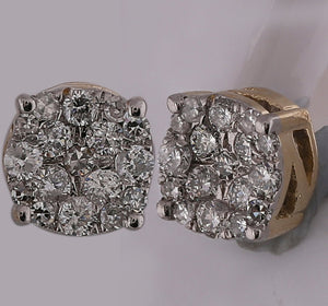 Captivating Brilliance: 10kt Yellow Gold Womens Round Diamond Cluster Earrings 1/4 Cttw - Splendid Jewellery