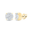 Captivating Brilliance: 10kt Yellow Gold Womens Round Diamond Cluster Earrings 1/4 Cttw product  Top View from Splendid Jewellery