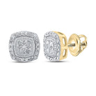 Captivating Brilliance: 10kt Yellow Gold Womens Round Diamond Cluster Earrings - Splendid Jewellery