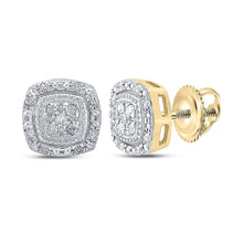 Load image into Gallery viewer, Captivating Brilliance: 10kt Yellow Gold Womens Round Diamond Cluster Earrings - Splendid Jewellery