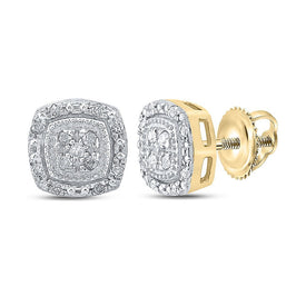 Captivating Brilliance: 10kt Yellow Gold Womens Round Diamond Cluster Earrings - Splendid Jewellery