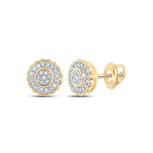 Load image into Gallery viewer, Captivating Brilliance: 10kt Yellow Gold Womens Round Diamond Cluster Earrings - Splendid Jewellery