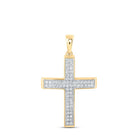 Captivating Brilliance: 10kt Yellow Gold Womens Round Diamond Cross Pendant 3/8 Cttw - Splendid Jewellery