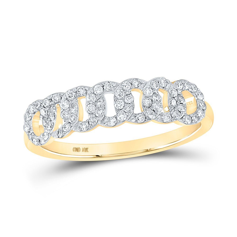 Captivating Brilliance | 10kt Yellow Gold Womens Round Diamond Cuban Link Band Ring 1/3 Cttw - Splendid Jewellery