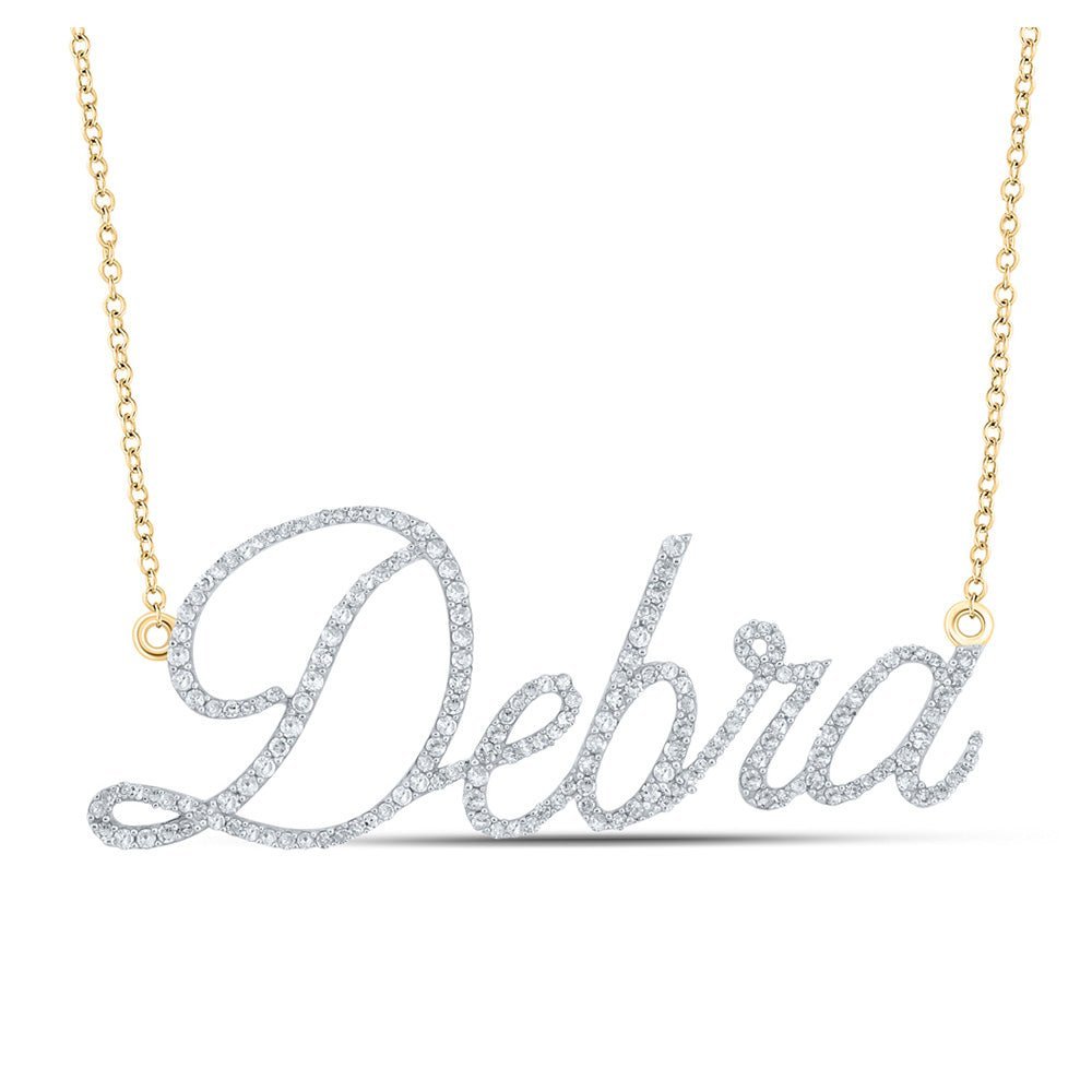 Captivating Brilliance: 10kt Yellow Gold Womens Round Diamond DEBRA Name Necklace - Splendid Jewellery