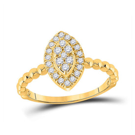 Captivating Brilliance: 10kt Yellow Gold Womens Round Diamond Oval Cluster Ring - Splendid Jewellery