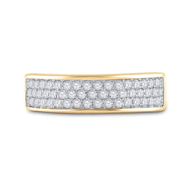 Captivating Brilliance | 10kt Yellow Gold Womens Round Diamond Pave Band Ring 1/2 Cttw Front View from Splendid Jewellery